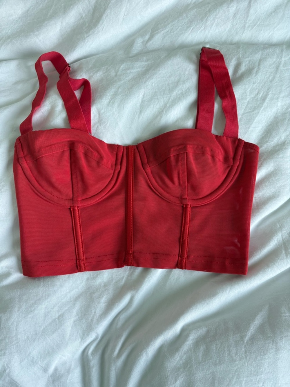 Edikted Red Mesh Corset Top